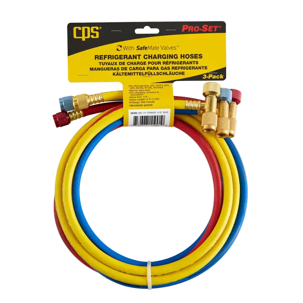 HK5NG CPS Premium Refrigerant Charging Hoses with SafeMate™ Valves HK5NG CPS Premium Refrigerant Charging Hoses with SafeMate™ Valves