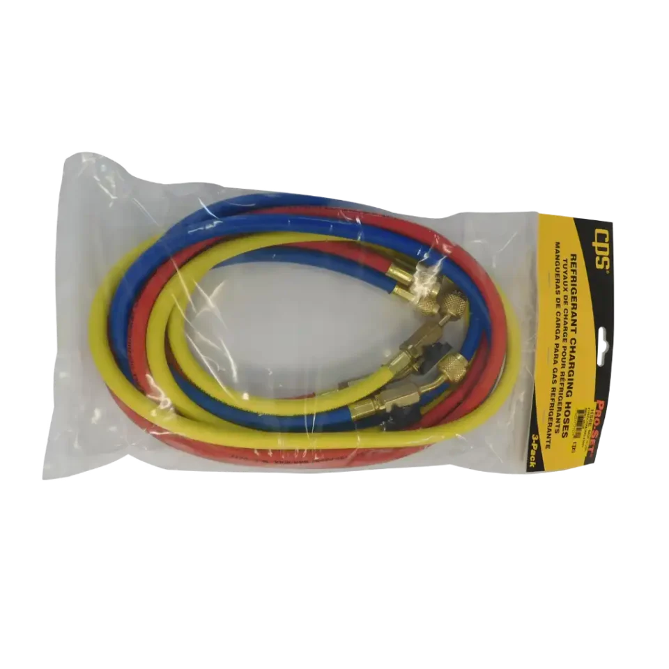 HS6E 1/4" SAE x 180cm Refrigerant Charging Hoses with Ball Valve 3pk